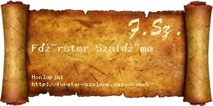 Fürster Szalóme névjegykártya
